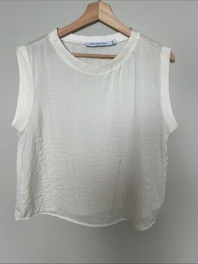 Calvin Klein Jeans White Sleeveless Crewneck Tank